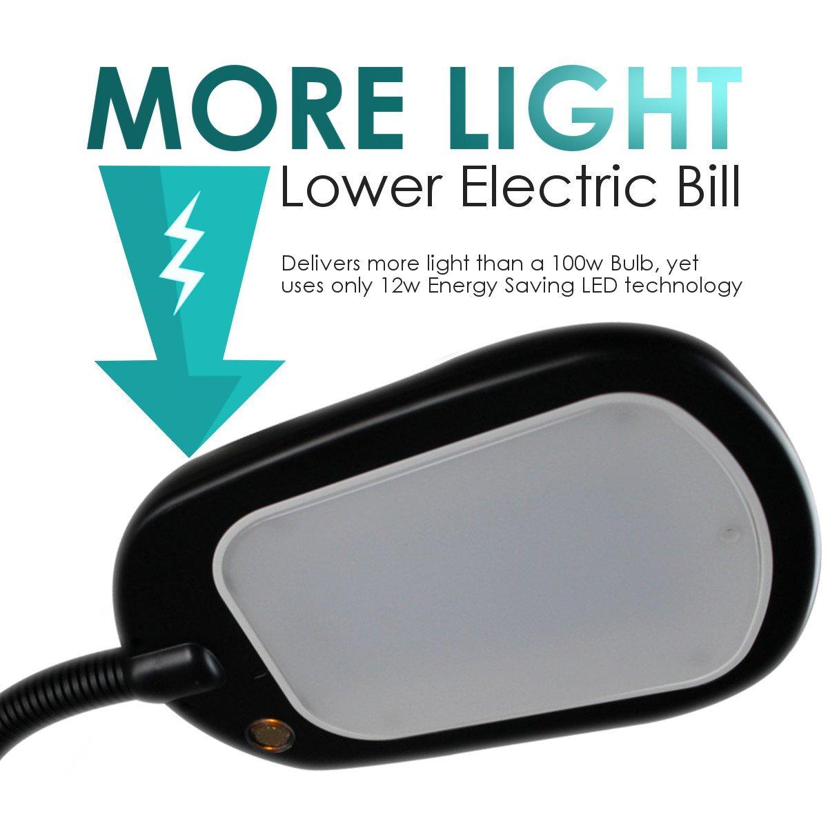 LED Floor Lamp Bright Reader Natural Daylight Full Spectrum  Black SLIMMER DESIGN