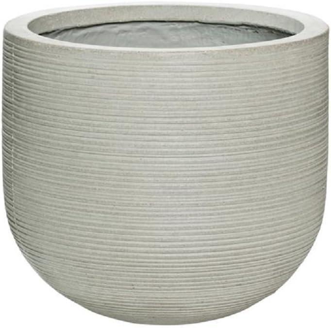 Gray Ridged Textured Ficonstone Indoor/Outdoor Pot Planter