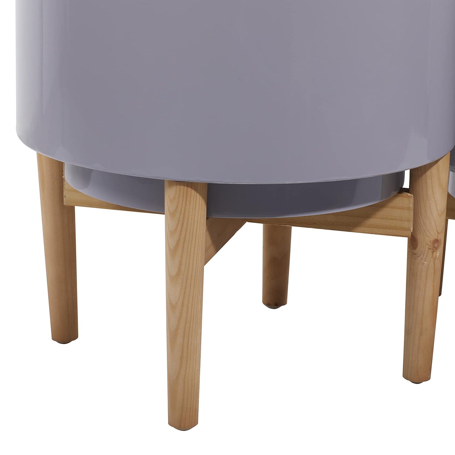 DecMode 16"W, 20"H, 14"W, 16"H Metal Contemporary Planter, Grey, 2-Piece