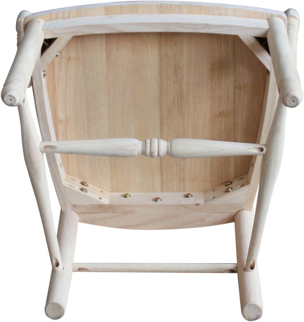 International Concepts Sheafback Armchair Unfinished: Rubberwood Frame, Farmhouse Style, 225 lb Capacity