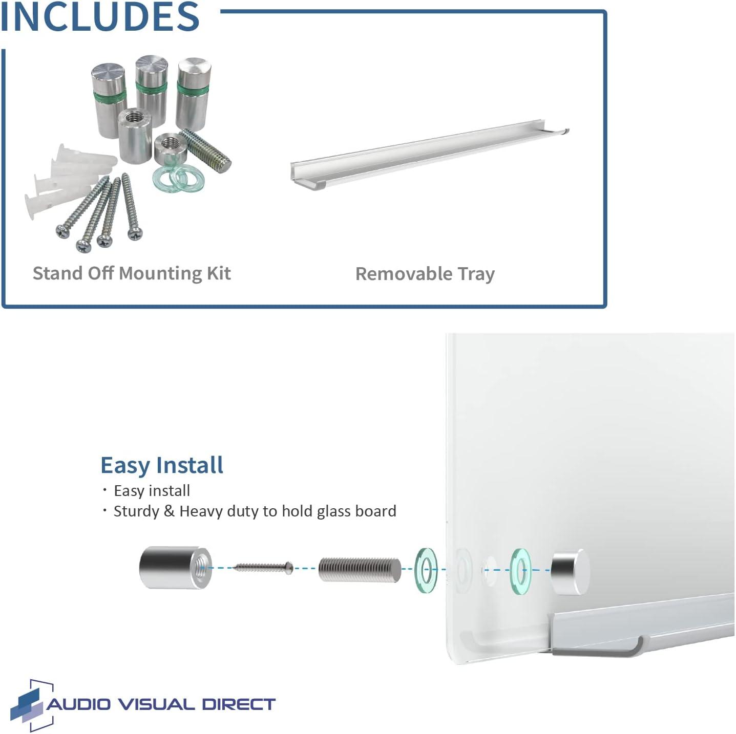 Audio-Visual Direct Frosted Glass Dry-Erase Whiteboard Set - 18 x 24 inches - (Non-Magnetic)