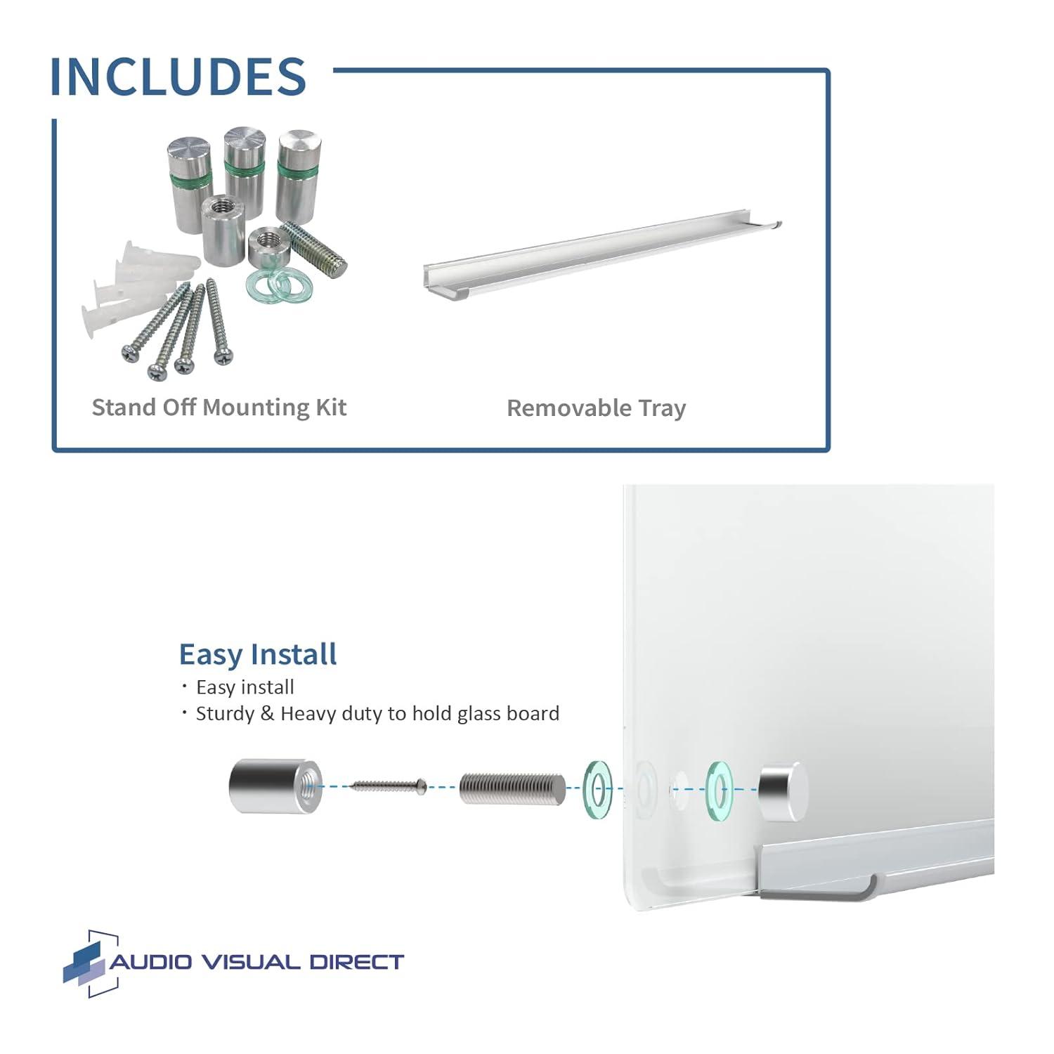 Audio-Visual Direct Frosted Glass Dry-Erase Whiteboard Set - 18 x 24 inches - (Non-Magnetic)