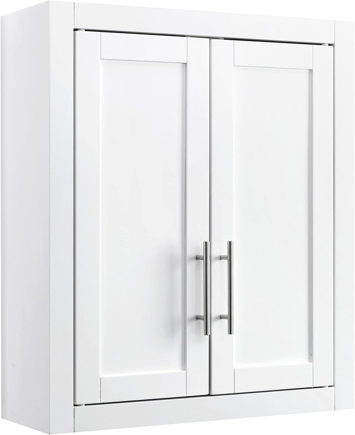 Savannah 31" White MDF Wall-Mounted Bathroom Cabinet with Chrome Hardware