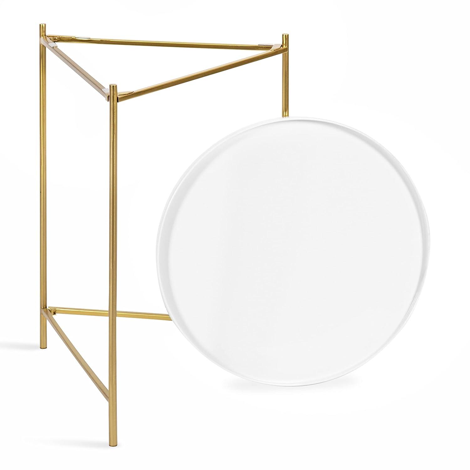 Kate and Laurel Ulani Round Metal Nesting Table, 2 Piece, White and Gold