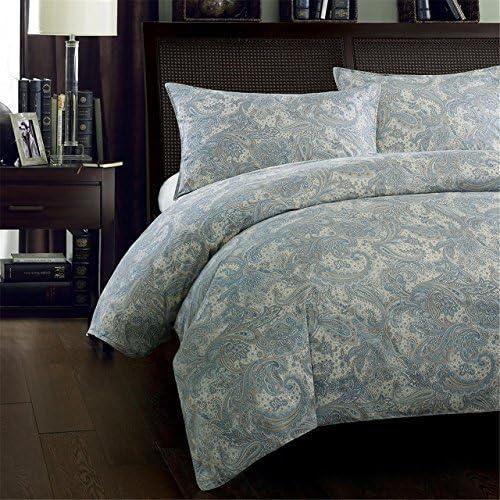 Chelsea Pewter Blue/Ivory 100% Cotton Modern & Contemporary 3 Piece Duvet Cover Set