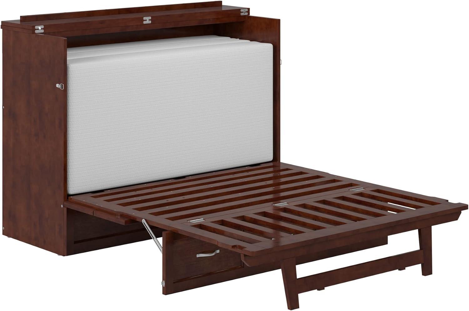 Full Deerfield Murphy Bed Chest with Charger Walnut - AFI: Bedroom Furniture, No Box Spring Needed