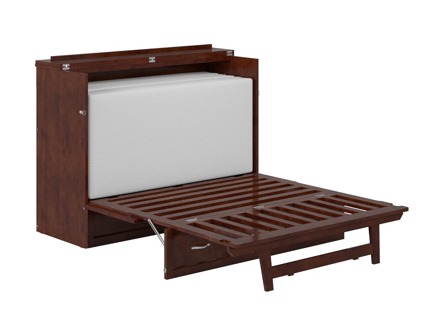 Full Deerfield Murphy Bed Chest with Charger Walnut - AFI: Bedroom Furniture, No Box Spring Needed