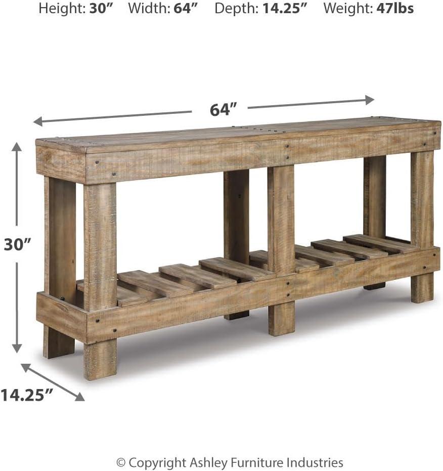 Susandeer Sofa and Console Table Brown - Signature Design by Ashley: Modern Entryway, Open Shelf Storage