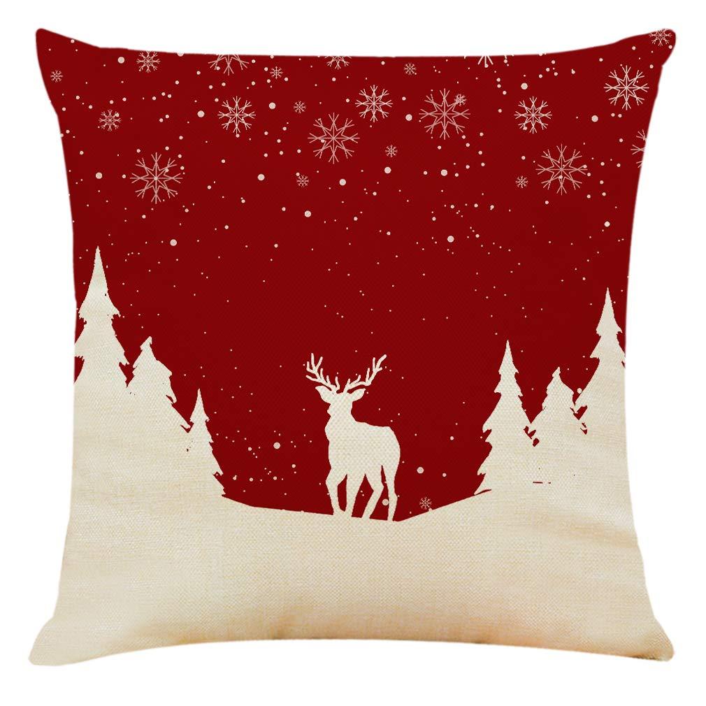 Sunnyglade 4PCS 18"x18" Christmas Throw Pillow Covers Christmas Decorative Couch Pillow Cases Cotton Linen Pillow Square Cushion Cover for Sofa, Couch, Bed and Car (Christmas A-4PCS)