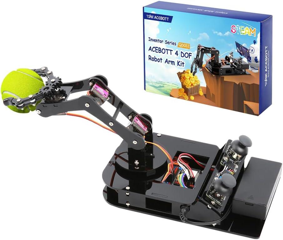 ACEBOTT 4 DOF ESP32 Programmable Robotic Arm Kit, Robotics Kit App Remote Control Robot Toys Compatible with Arduino, STEM Educational DIY Robot Arm Kit Gift for Teenagers & Adults