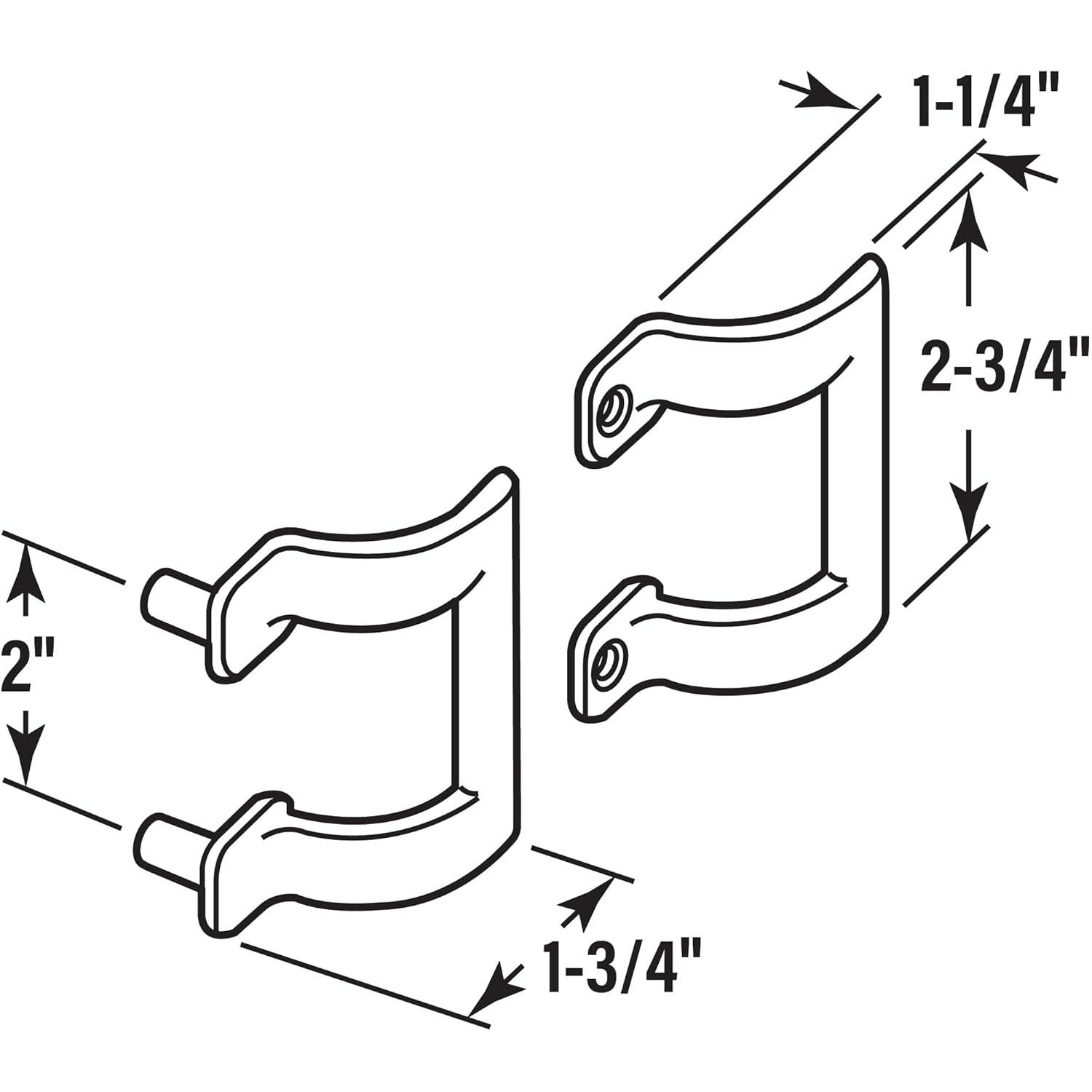 Diecast Shower Door Handle Set for Shower Doors or Tub Enclosure, 2 Hole Center, Chrome (1 Set)