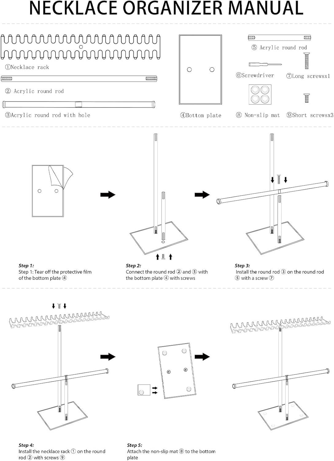 Premium Jewelry Stand , Solid Clear 2-Tier Acrylic Jewelry Organizer Stand & Bracelet holder Stand for Necklace Display, Ring & Watch Display