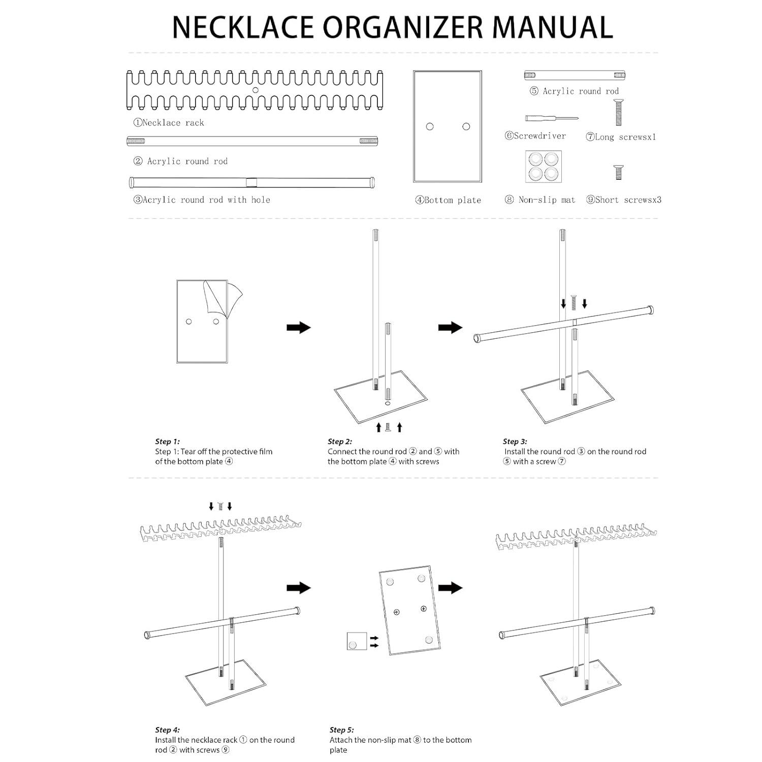 Premium Jewelry Stand , Solid Clear 2-Tier Acrylic Jewelry Organizer Stand & Bracelet holder Stand for Necklace Display, Ring & Watch Display