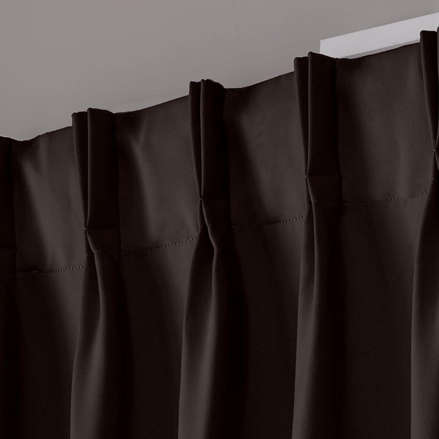 Set of 2 96"x30" Sateen Twill Woven Blackout Pinch Pleat Curtains, Thermal Insulated, Mid-Century Modern - Exclusive Home