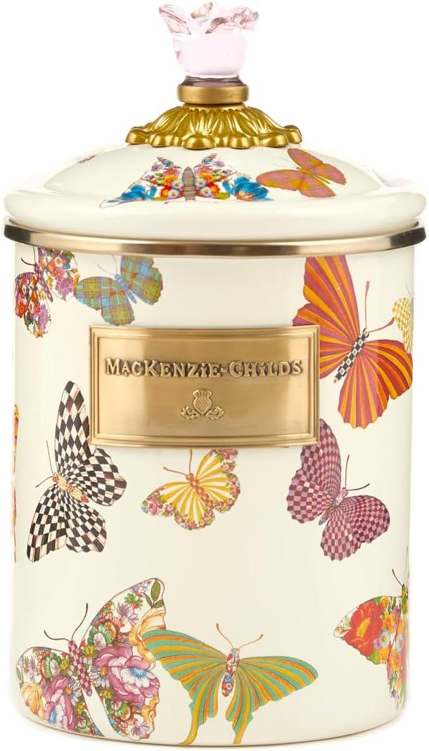 MacKenzie-Childs Wildflowers Blue Enamel Medium Canister