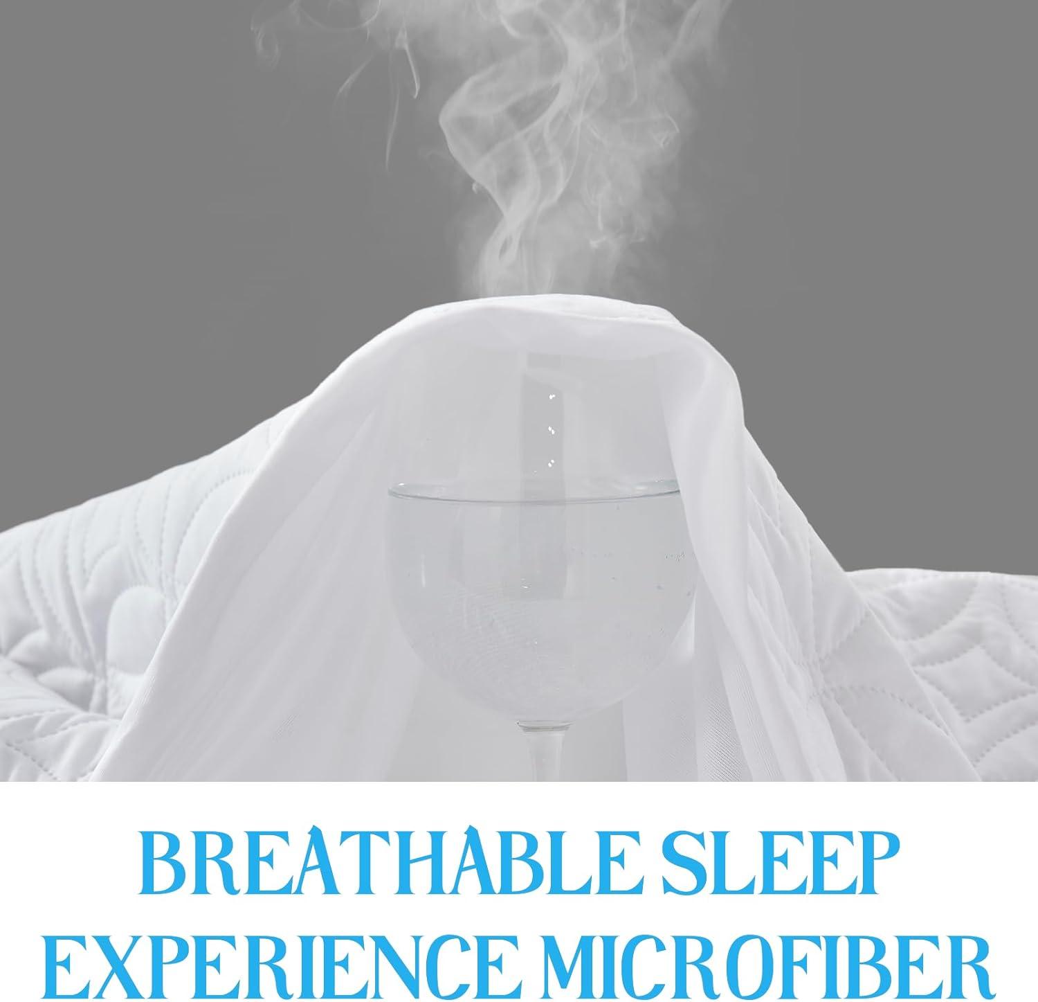 2 Pack Twin Waterproof Mattress Protector Deep Pocket Mattress Cover, Soft Breathable Mattress Pad, Fitted Noiseless Waterproof Bed Cover Stretch to 19"