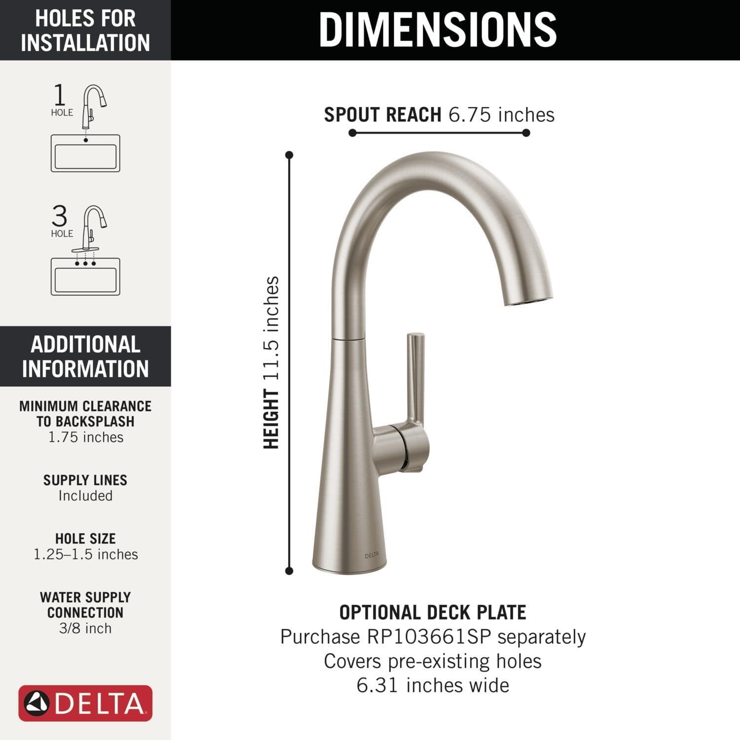 SpotShield Stainless Steel Single Handle Bar Prep Faucet