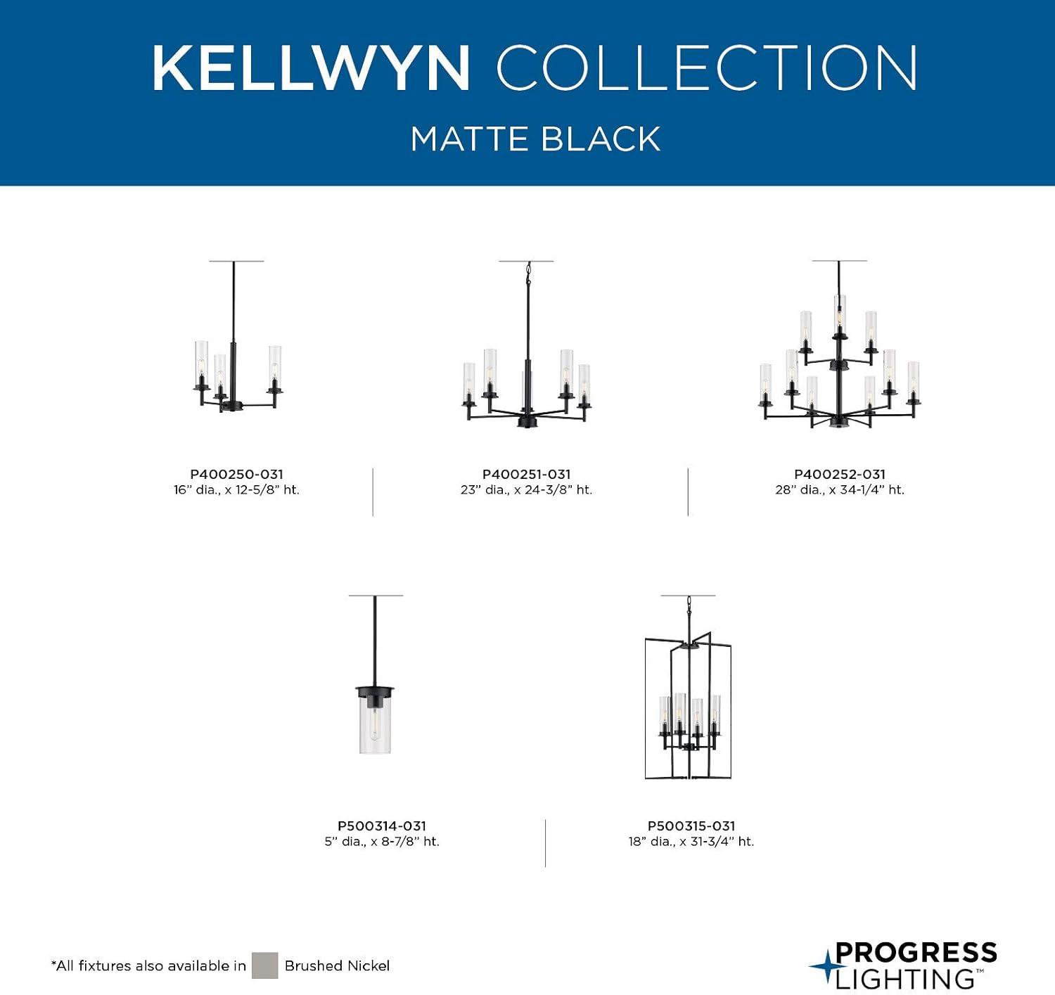 Progress Lighting, Kellwyn Collection, 1-Light Mini-Pendant, Matte Black, Clear Glass Shade