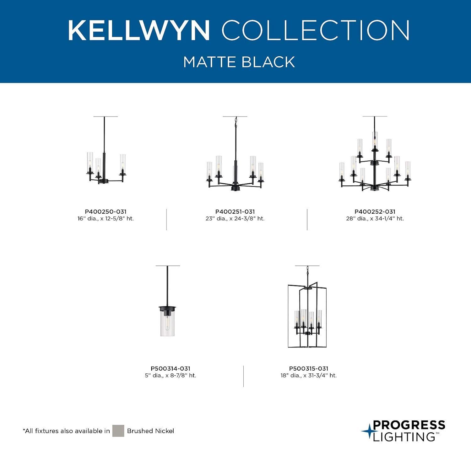Progress Lighting Kellwyn 4-Light Foyer Pendant, Brushed Nickel, Clear Glass
