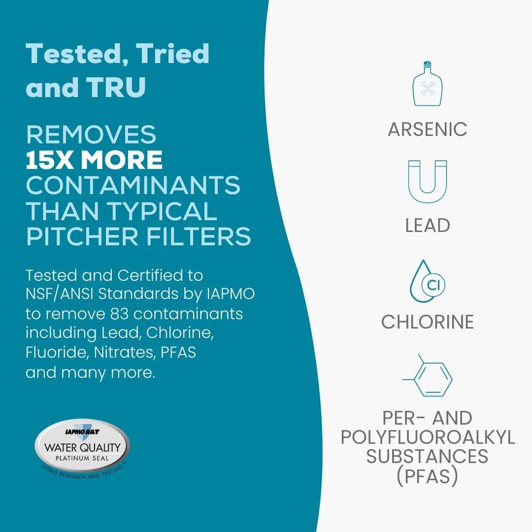 AquaTru Carafe Countertop Glass Water Purifier, 64 Fl Oz