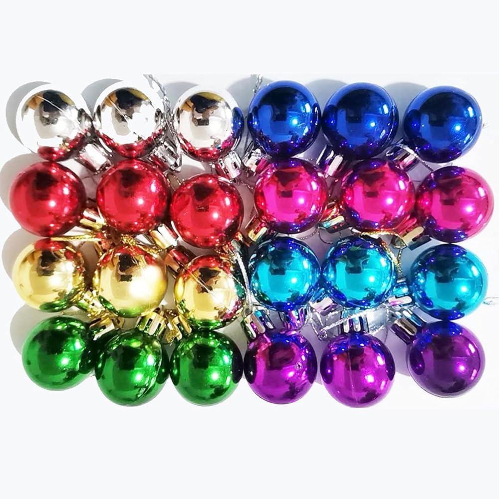 1.2 Inch Multicolor Shatterproof Plastic Christmas Ball Set