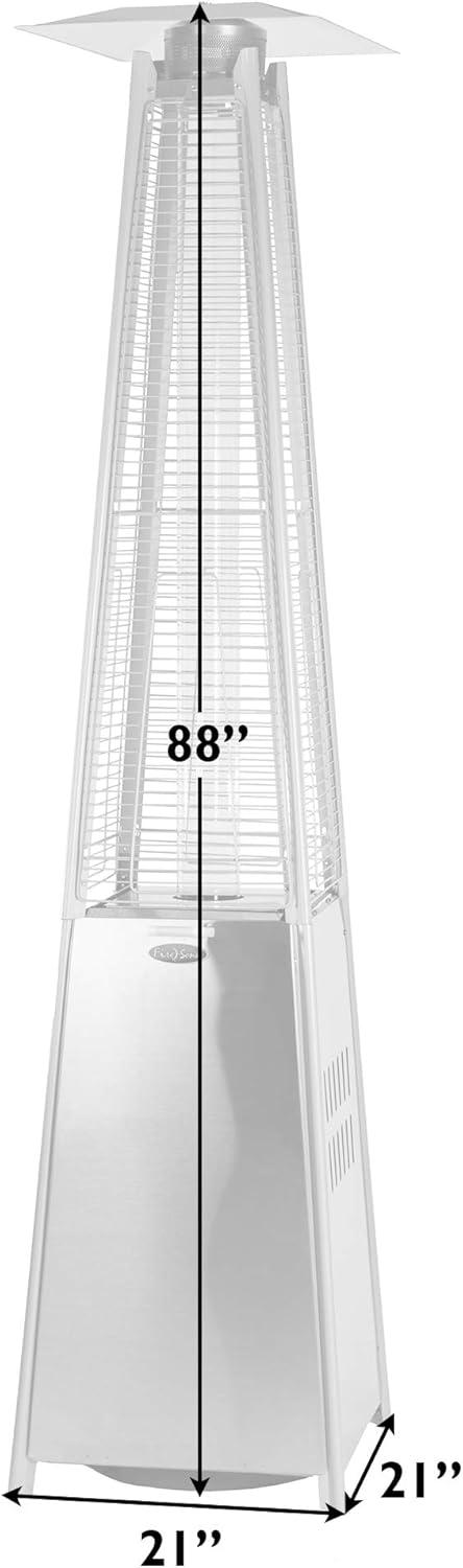 Fire Sense Pyramid Flame Patio Heater 40,000 BTU Outdoor Propane Heater Tower with Wheels - Stainless Steel