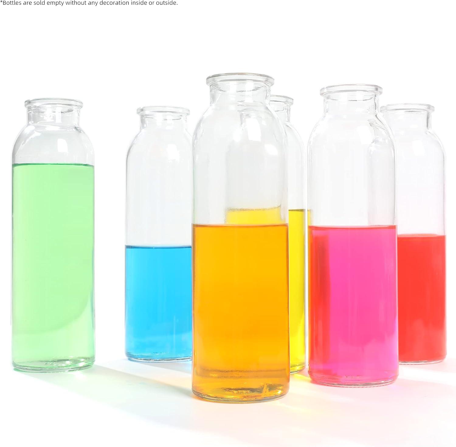 Magic Season Decorative Glass Bottles with Cork Stoppers (12 fl oz. Round Bottles / 2 Pcs)