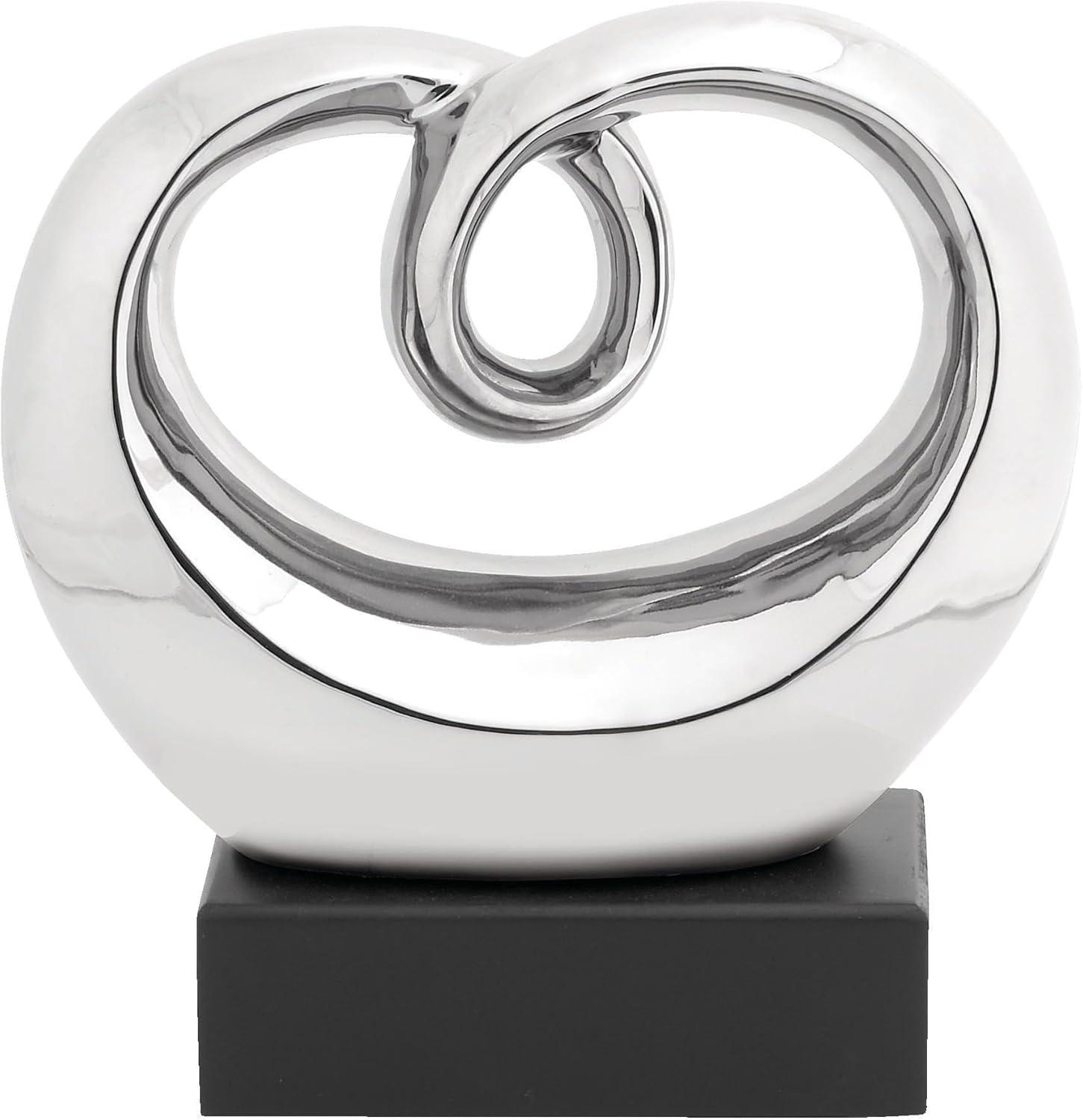 Wrought Studio™ Allye Ceramic Swirl Abstract Decorative Silver Sculpture with Black Base