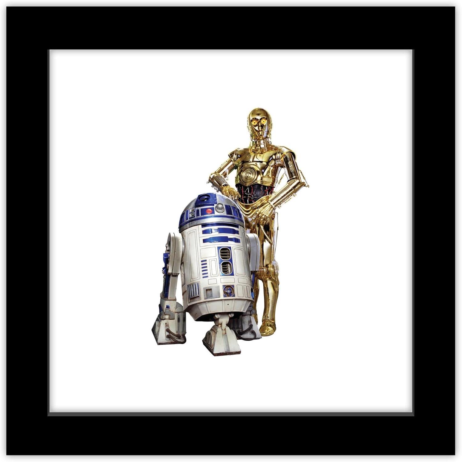 Gallery Pops Star Wars: Saga - R2-D2 and C-3PO Wall Art, Black Framed Version, 12" x 12"