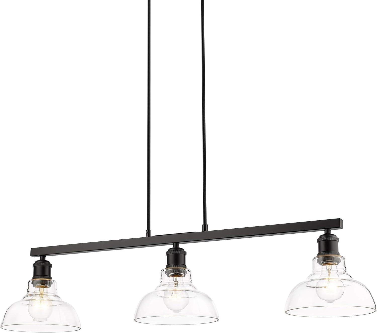 Golden Lighting Carver 3-Light Semi-flush in Matte Black with Clear Glass