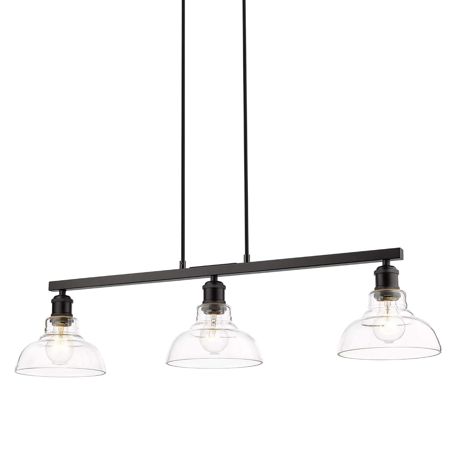 Golden Lighting Carver 3-Light Semi-flush in Matte Black with Clear Glass