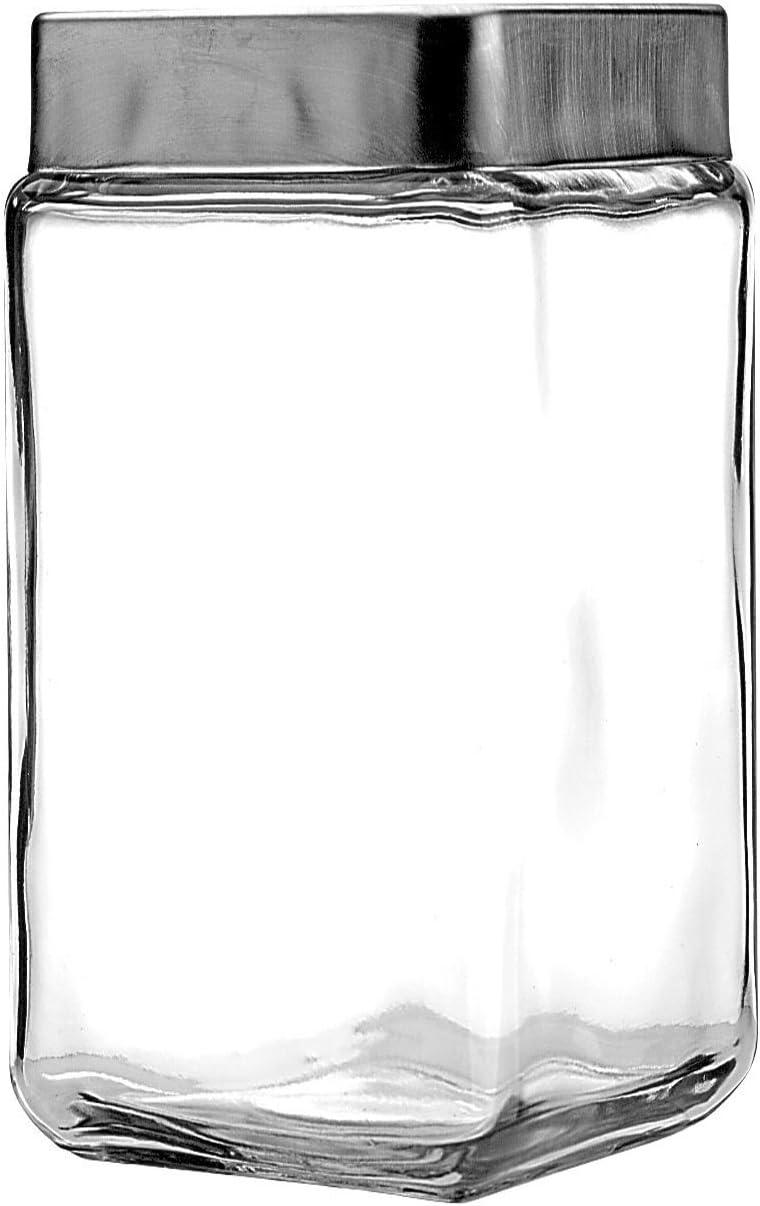 Anchor Hocking Stackable Jars with Brushed Aluminum Lid, 2-Quart, Set of 6