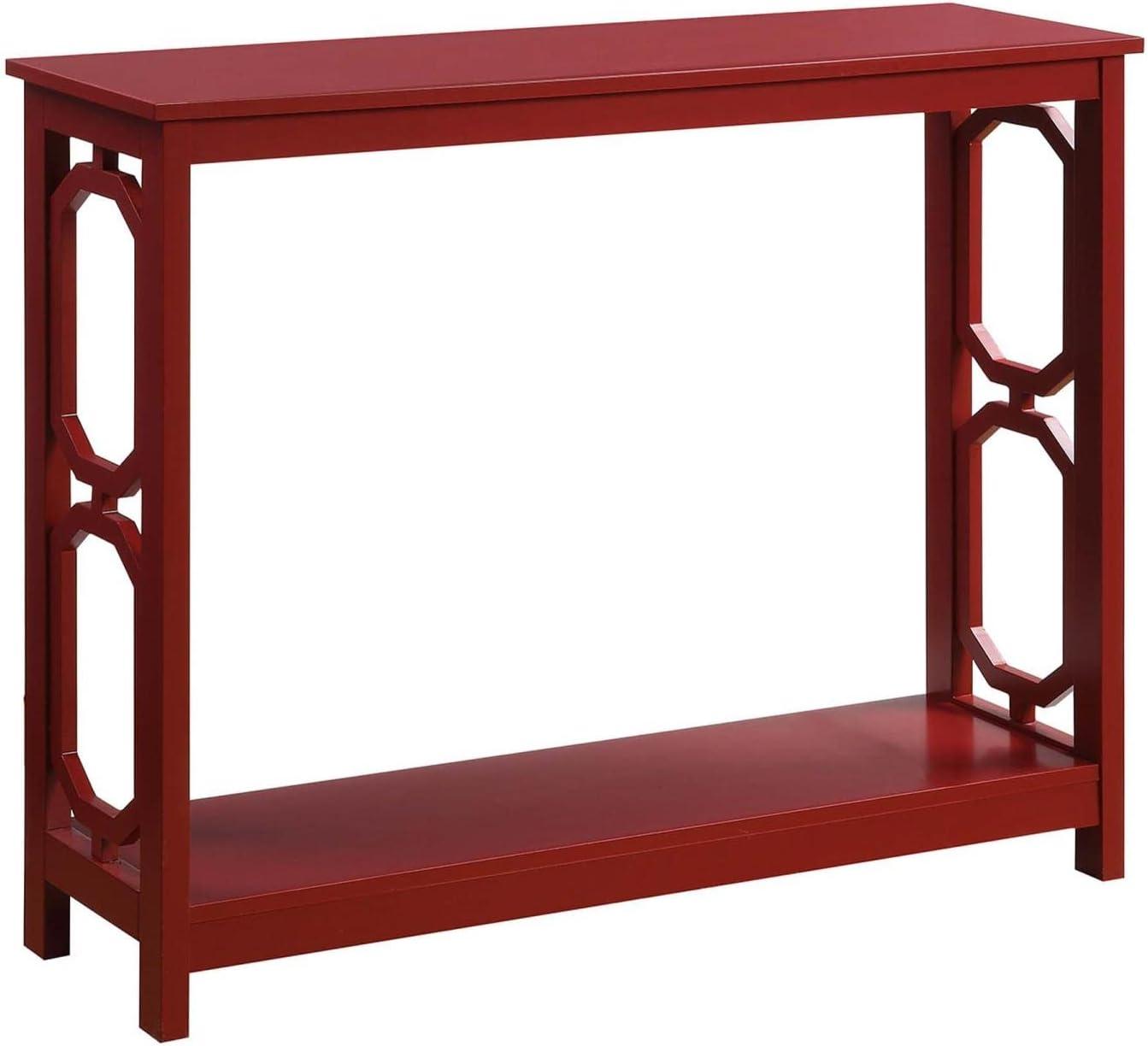 Convenience Concepts Omega Console Table in Cranberry Red Wood Finish