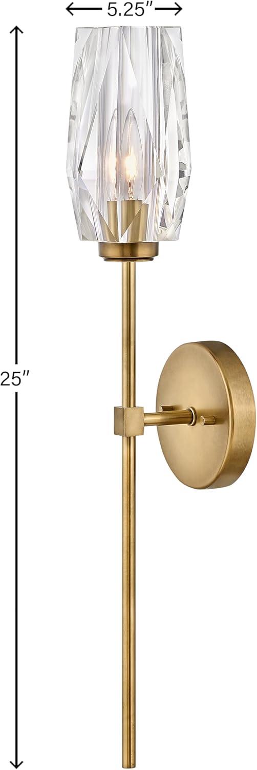 Ana 1-Light Wall Sconce w/ Faceted Heavy-Cut Diamond-Shaped Crystal Shade - Heritage Brass