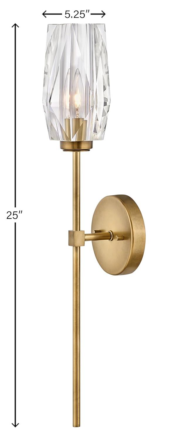 Ana 1-Light Wall Sconce w/ Faceted Heavy-Cut Diamond-Shaped Crystal Shade - Heritage Brass