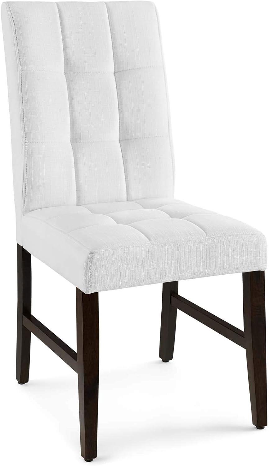 Modway Promulgate Biscuit Tufted Upholstered Fabric Dining Chair Set of 2 in White