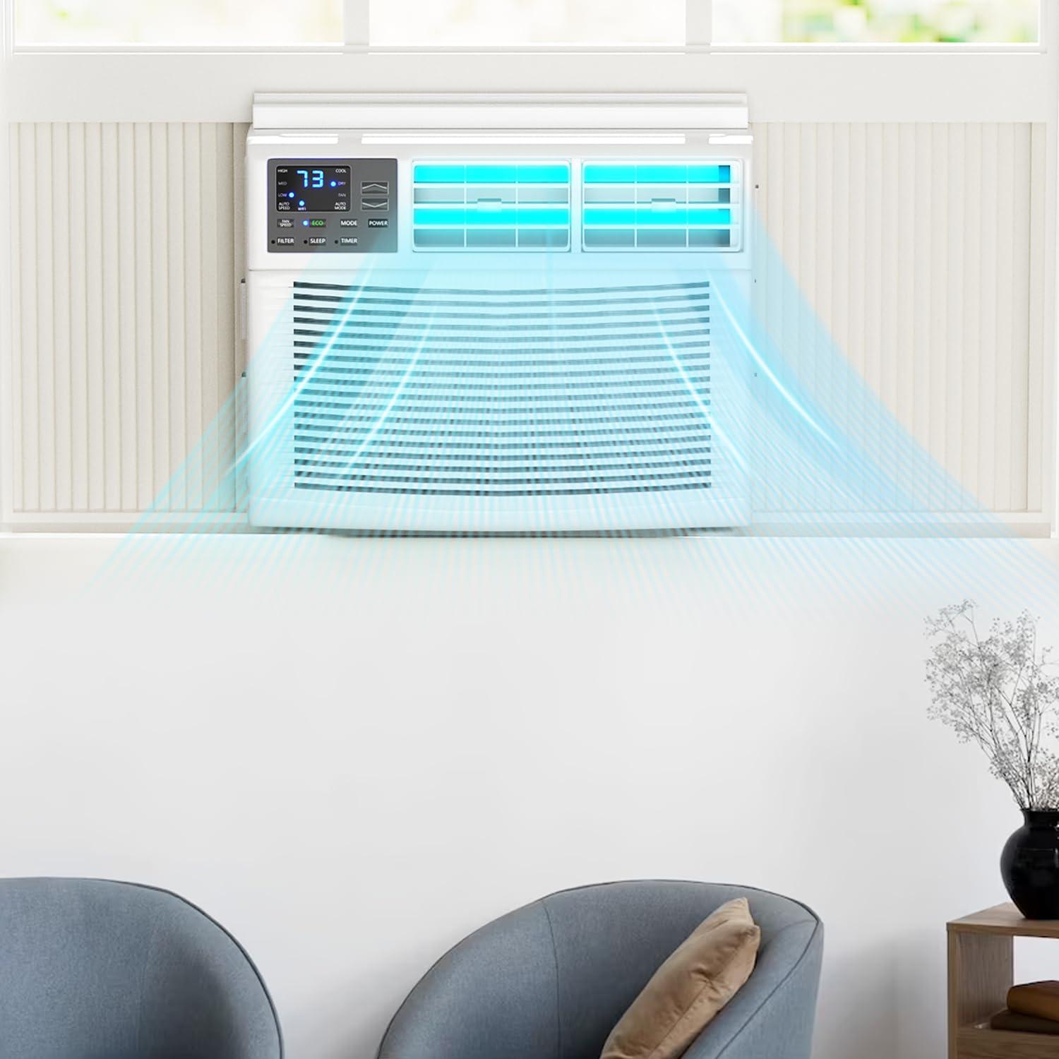 Bring Home Furniture 8000 BTU Smart Window Air Conditioner with WiFi/App Control & Energy Star 24H Scheduling & Remote Included Cools 350 Sq.Ft. for Bedroom Living Room