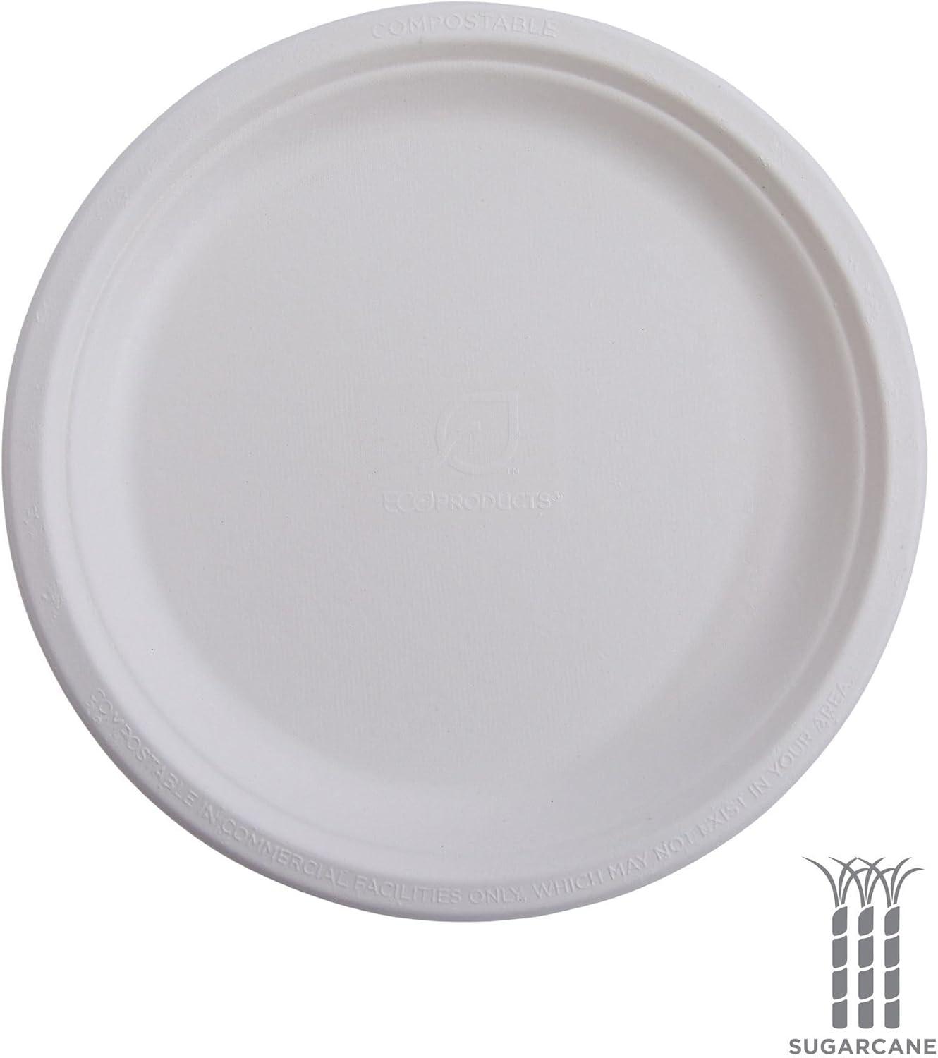 Vanguard Renewable and Compostable Sugarcane Plates, 6", White, 1,000/Carton