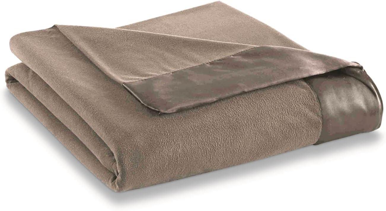 Full Hazelnut Micro Flannel Fleece Blanket with Satin Hem