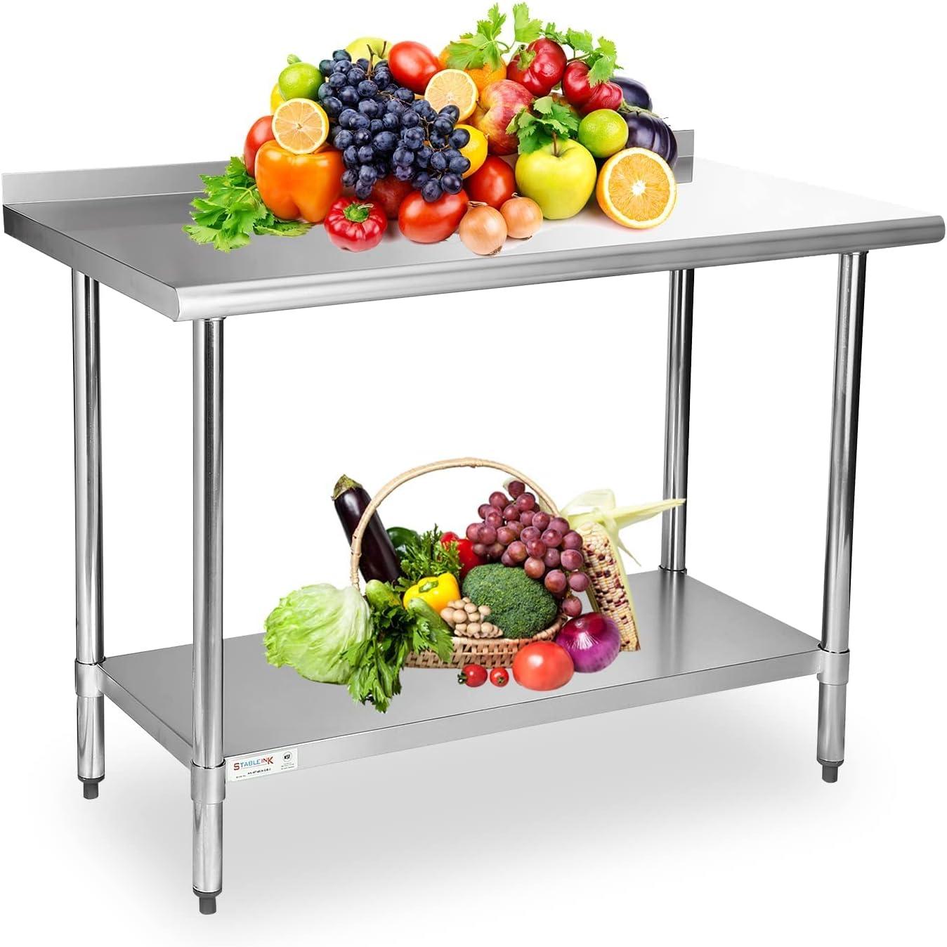 Hally 24x48 Stainless Steel Work Table with Undershelf and Backsplash