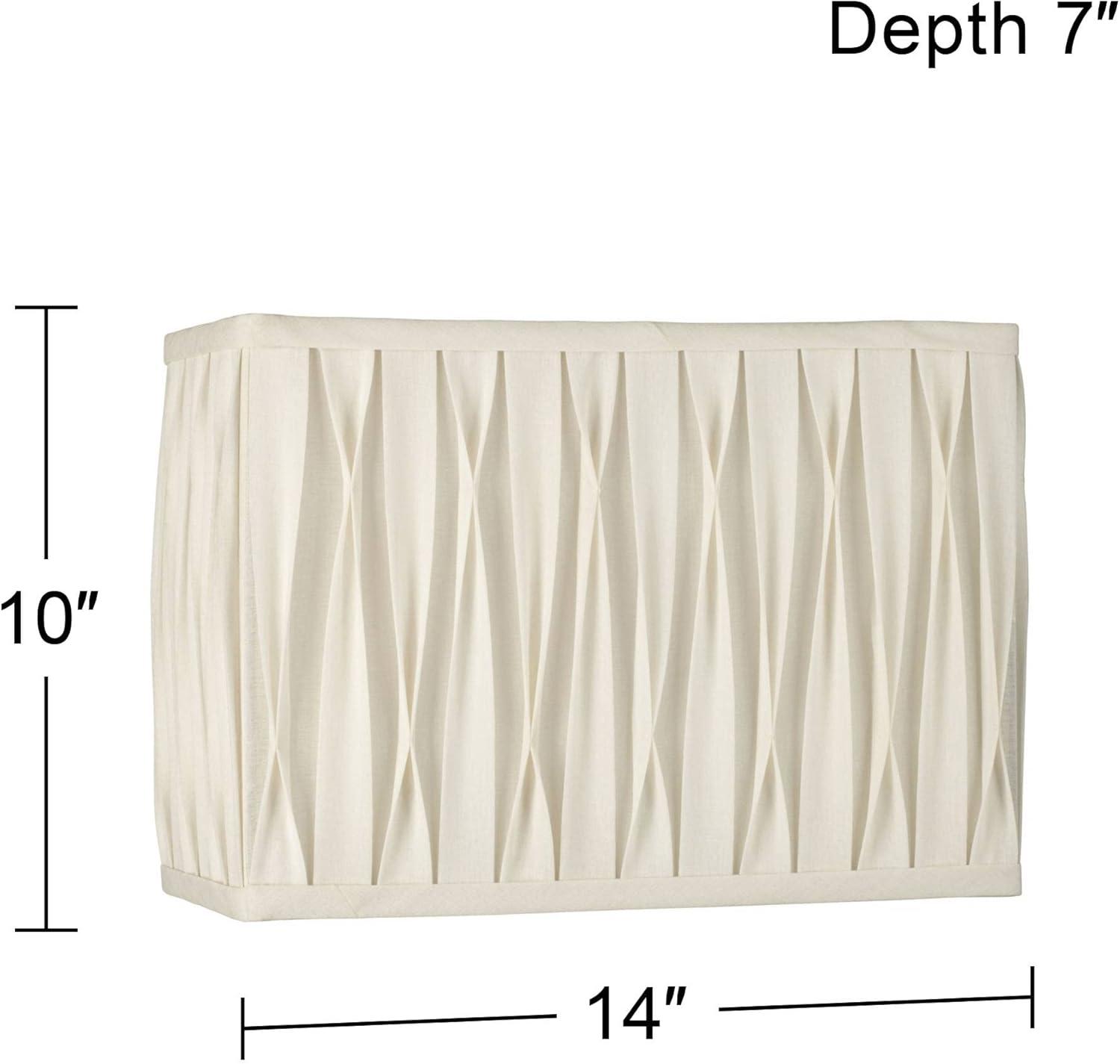 Springcrest White Pinched Pleat Medium Rectangle Lamp Shade 14" Wide x 7" Deep x 10" High (Spider) Replacement with Harp and Finial