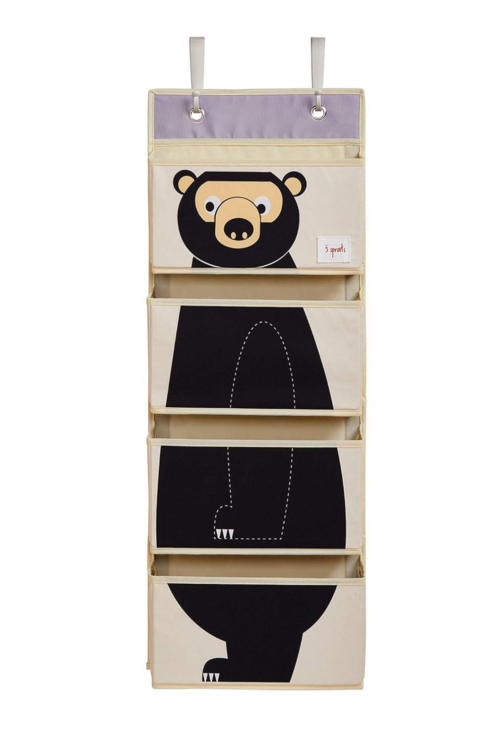 3 Sprouts - Children's Nursery Over the Door Organizer with Hooks - Bear