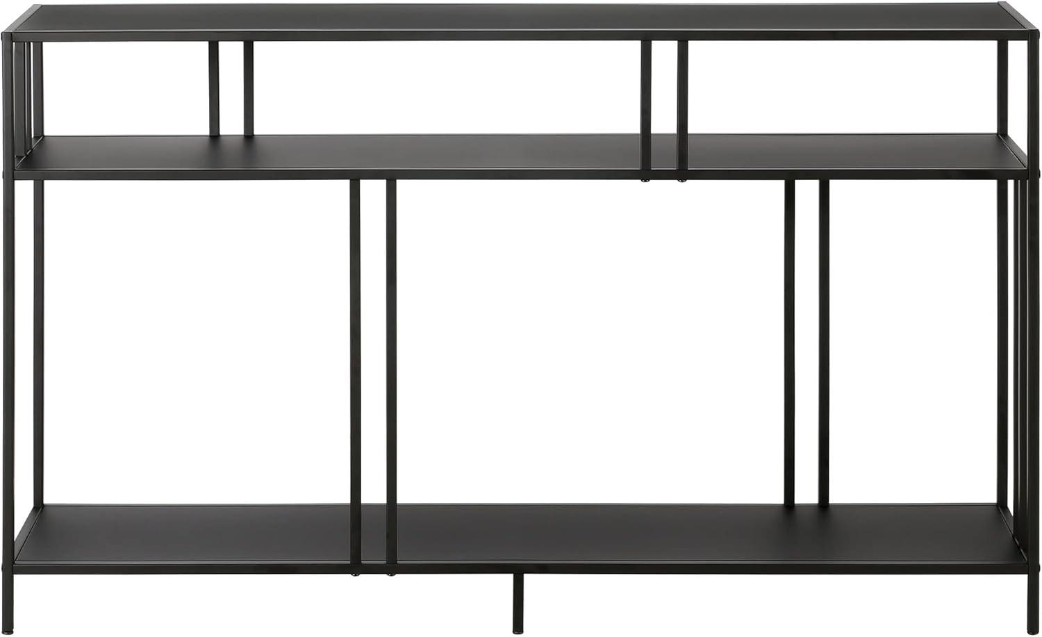 Evelyn&Zoe Cortland 48" Wide Rectangular Console Table with Metal Shelves, Blackened Bronze