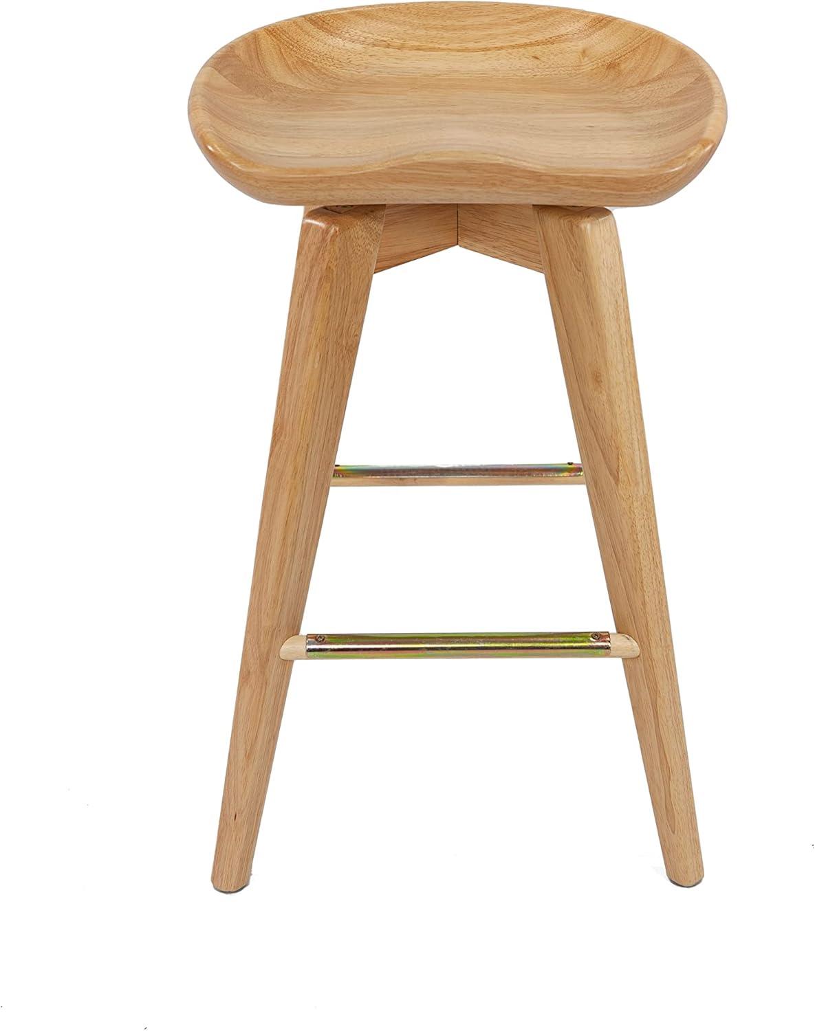 24" Bali Swivel Counter Height Barstool Hardwood/Natural - Boraam: Flared Legs, Backless Design