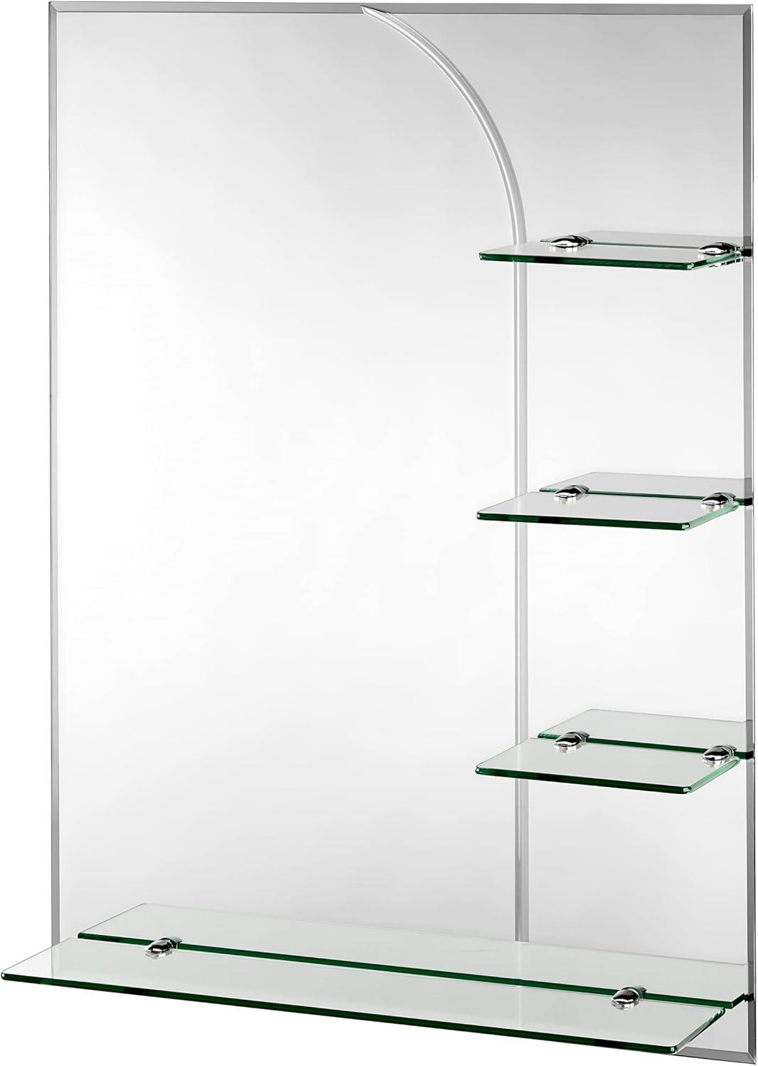 Croydex Fairfield Easy Install, Arch Bathroom Mirror with Single Shelf