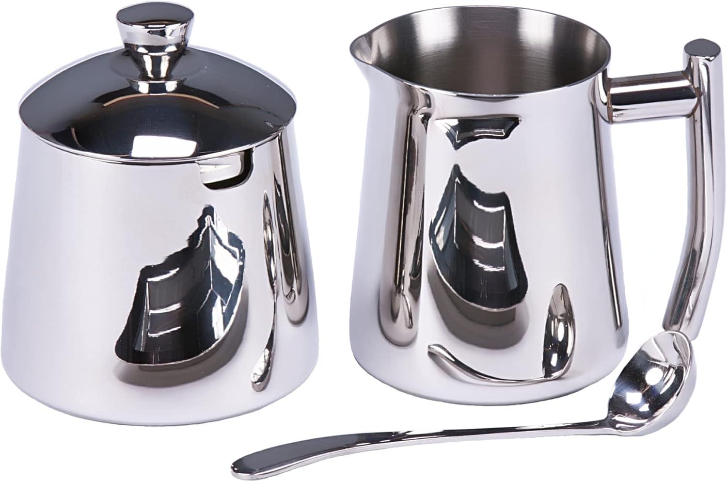 Frieling Stainless Steel Creamer and Sugar Bowl Set with Spoon