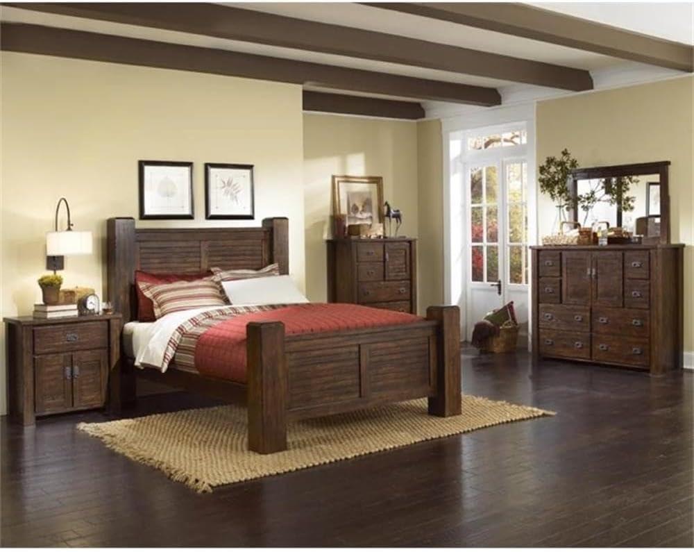 Progressive Trestlewood King Poster Bed in Mesquite Pine