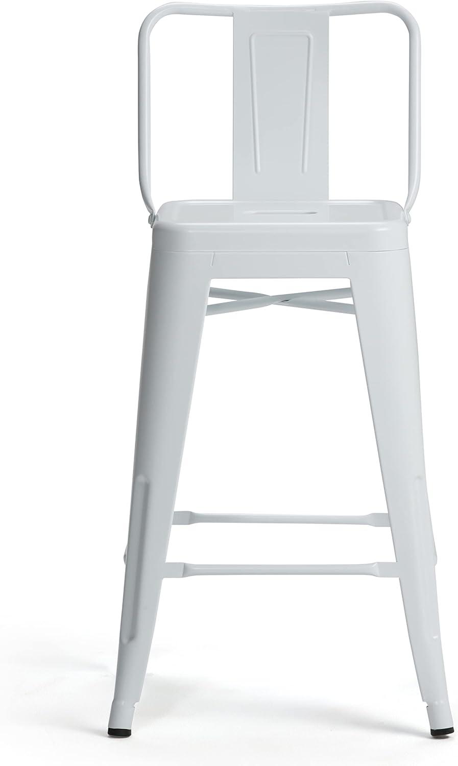 Simpli Home Rayne 24" Metal Counter Stool in White (Set of 2)