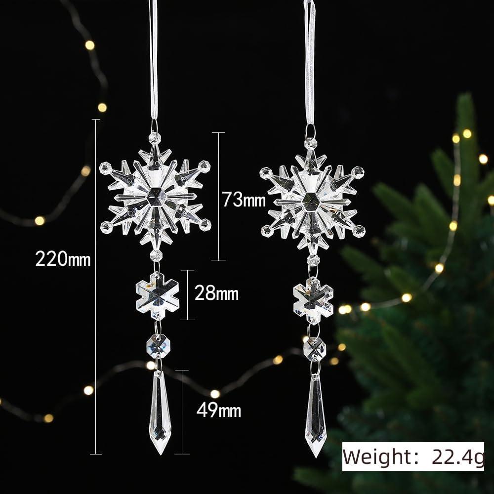 MGEZCOO Christmas Acrylic Snowflake and Icicle Ornaments Set, 18 Pieces - Crystal-Clear Holiday Tree Decorations