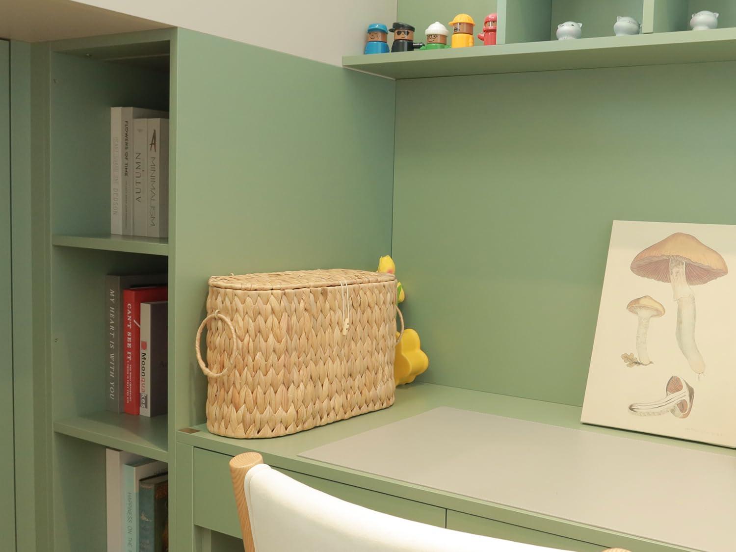 Toilet Paper Basket-Wicker Toilet Paper Storage with Lid,Decorative Farmhouse Boho Wicker Basket for Bathroom Storage and Organizer,Free Standing